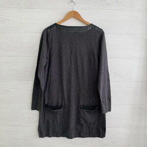 NWT Eight Eight Eight - Charcoal heather gray cotton boatneck tunic sweater, L